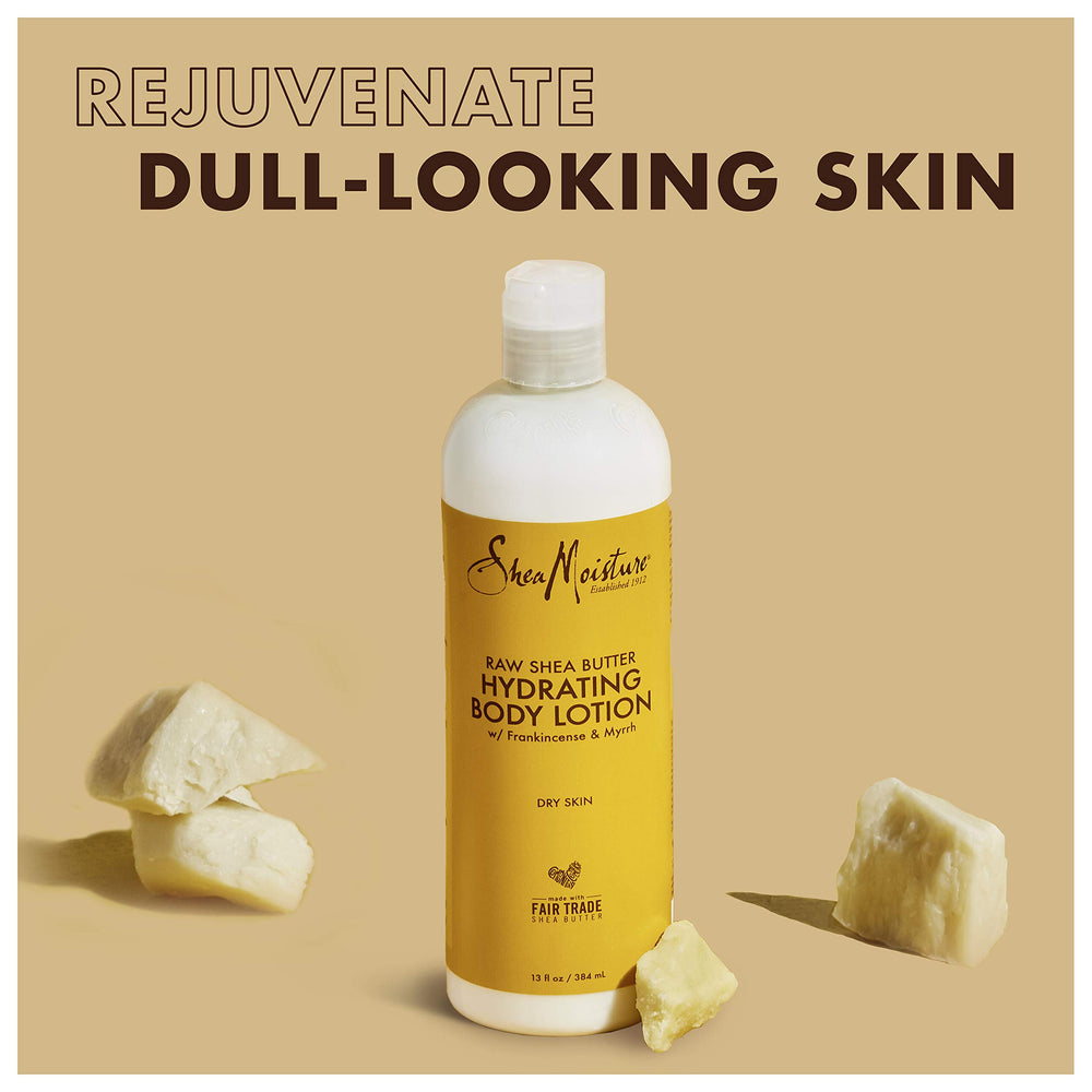 Lotion SheaMoisture pénètre rapidement, peau plus lisse après application.