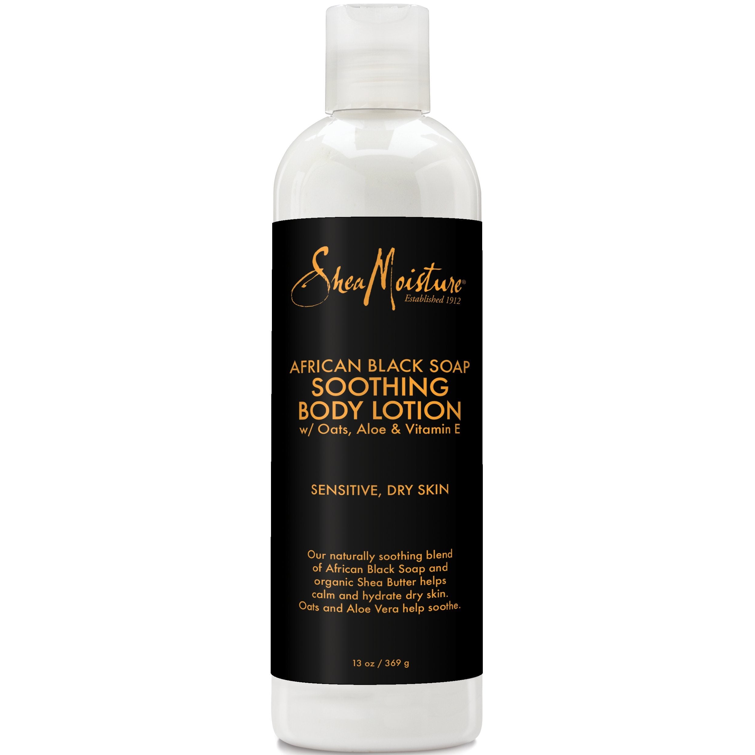 SheaMoisture lotion en bouteille apaisante et hydratante pour peau sèche.