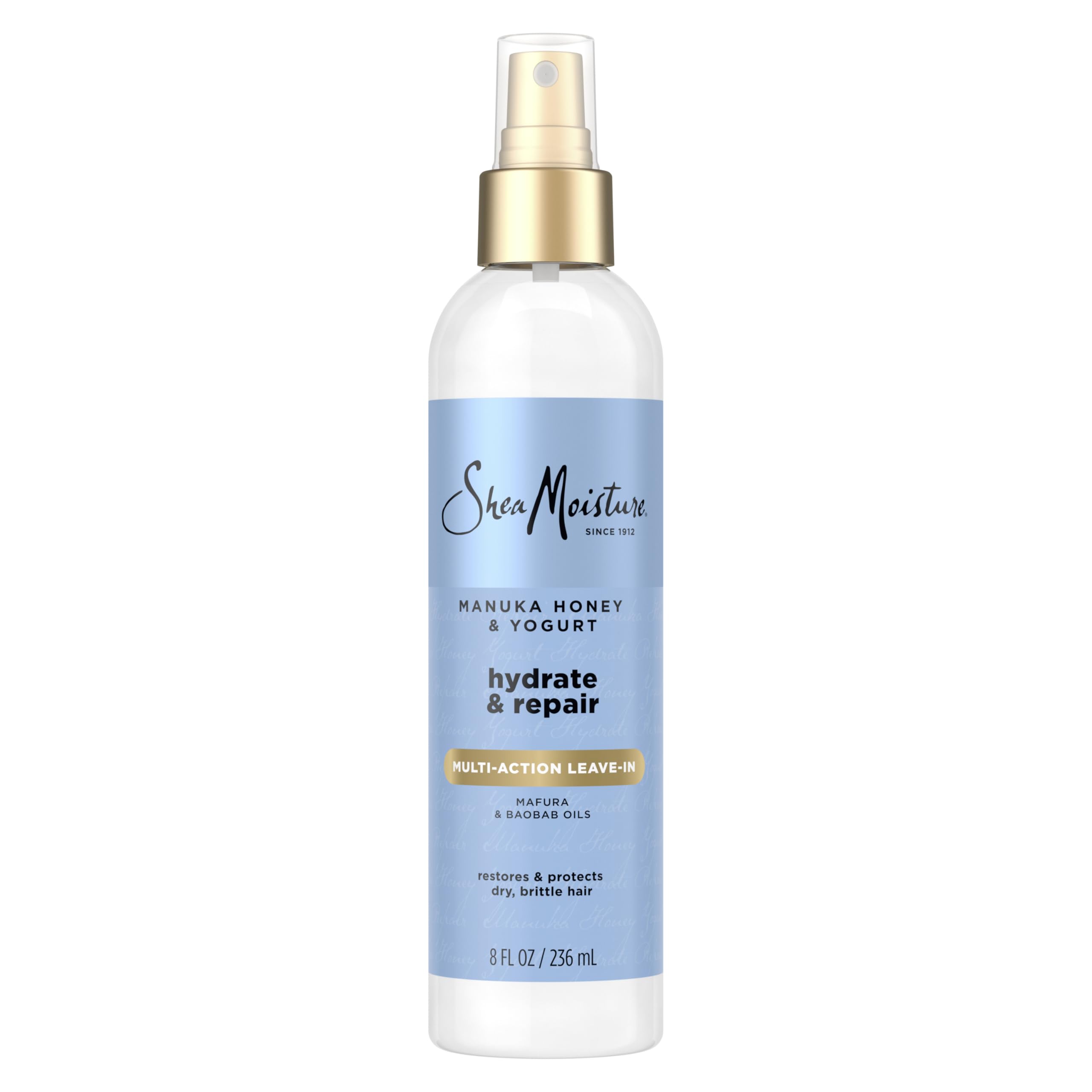 SheaMoisture Manuka Honey et Yogurt – pulvérisateur pour hydratation rapide des cheveux.