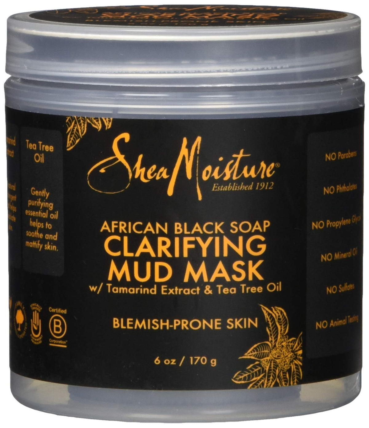 SHEA MOISTURE Masque Argile Noire Africaine clarifie et rafraîchit la peau.