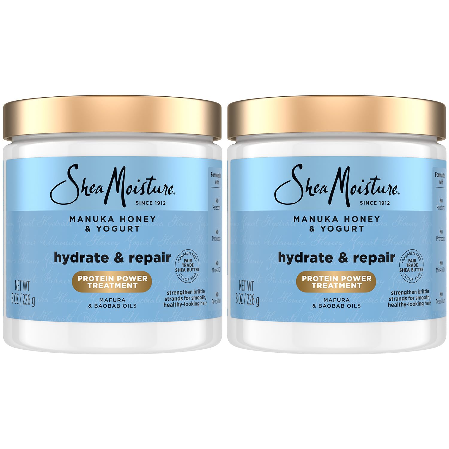SheaMoisture Masque Cheveux Manuka Honey et Yaourt – emballage clair, hydratation en profondeur