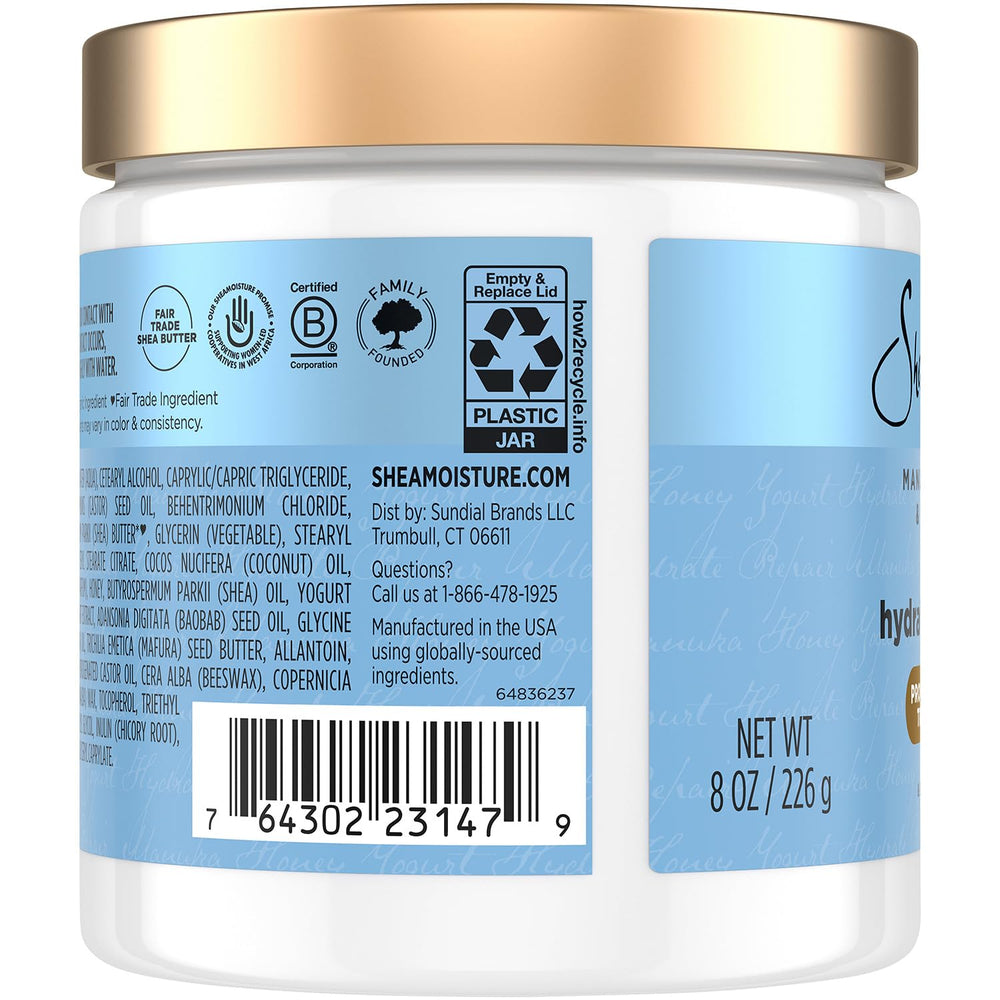 Texture crème riche SheaMoisture Masque Cheveux Manuka Honey et Yaourt, prêt à nourrir les longueurs