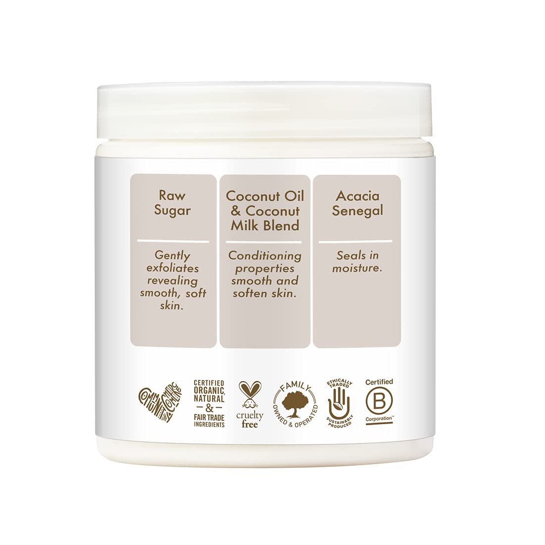 SheaMoisture massage circulaire sur peau sèche, exfolier en douceur.