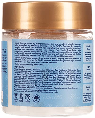 SheaMoisture – protéines cheveux miel Manuka pour renforcer les fibres capillaires.