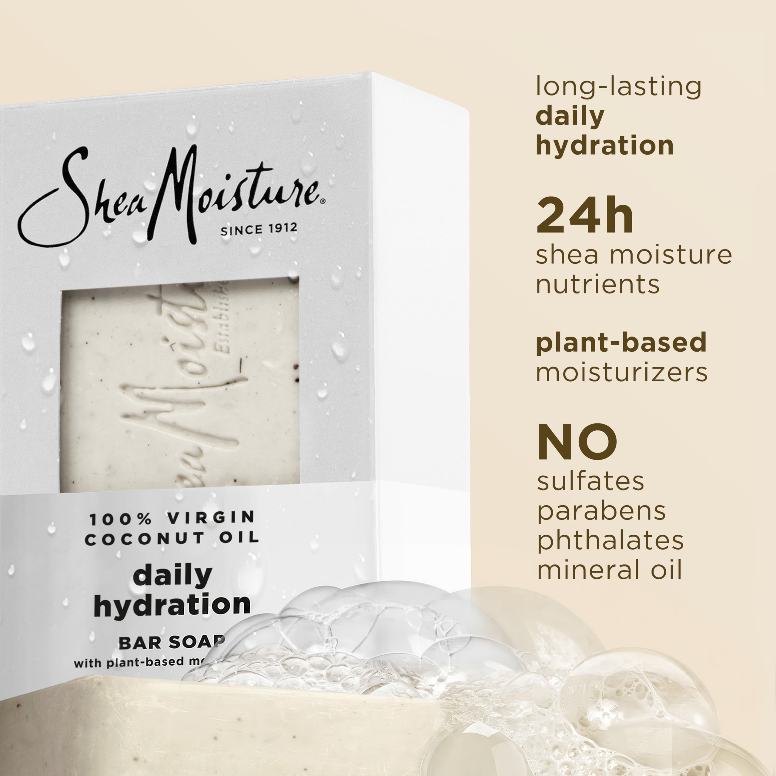 Savon-barre SheaMoisture en douche, nettoie corps et visage en douceur