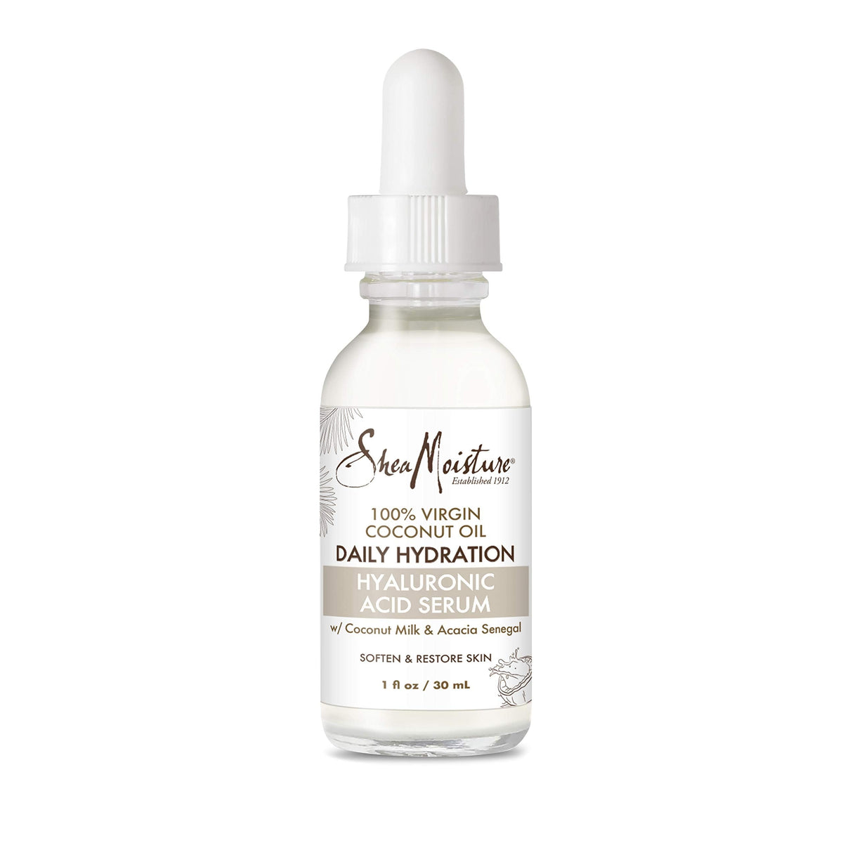 Sérum hyaluronique SheaMoisture sur visage pour hydrater en profondeur.