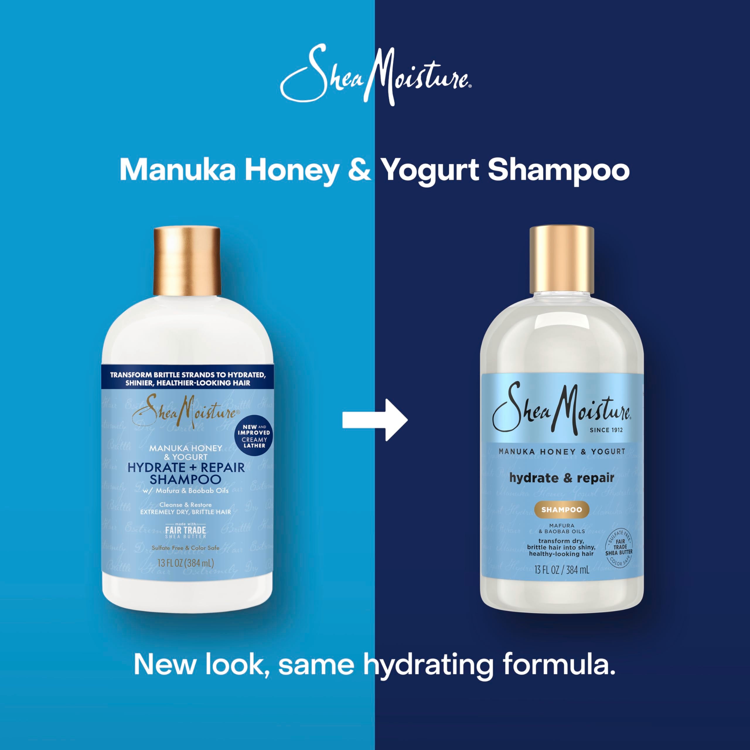 Beurre de karité et miel Manuka visibles dans la formule SheaMoisture.