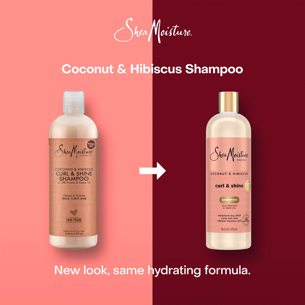 Shampooing SheaMoisture Coco Hibiscus, routine capillaire douce et hydratante.