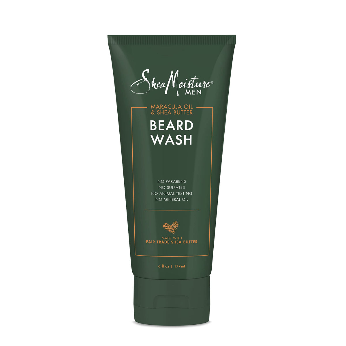 Shampooing barbe SheaMoisture Maracuja en bouteille, nettoyage en douceur.