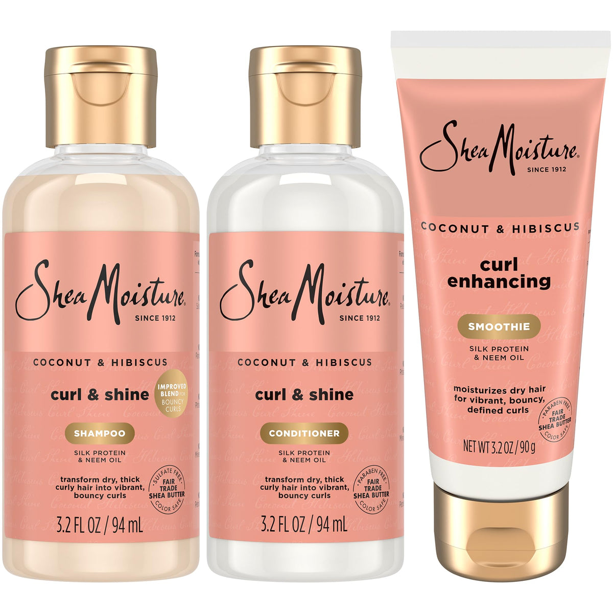 Shampooing coco hibiscus SheaMoisture pour boucles douces et définies.