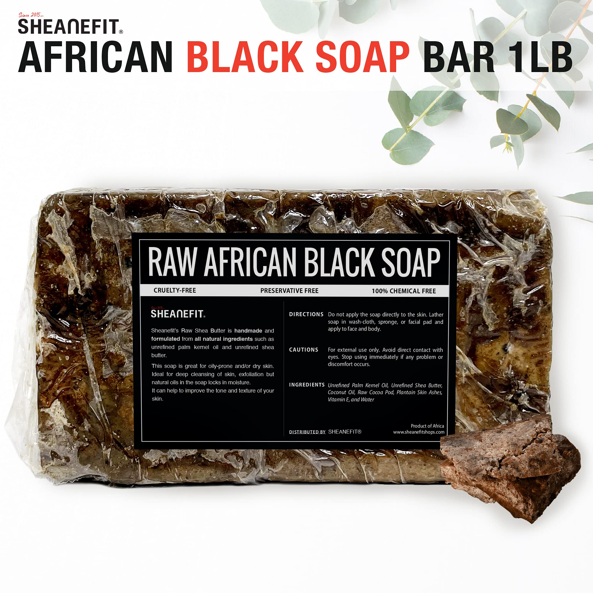 Texture exfoliante naturelle du savon noir africain Sheanefit