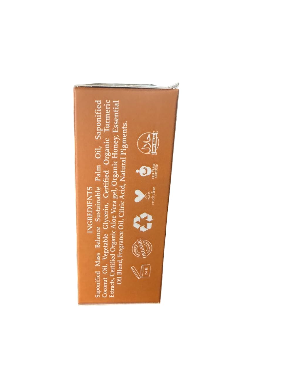 Savon SheaOlein ingrédients biologiques: curcuma, Aloe Vera et miel.