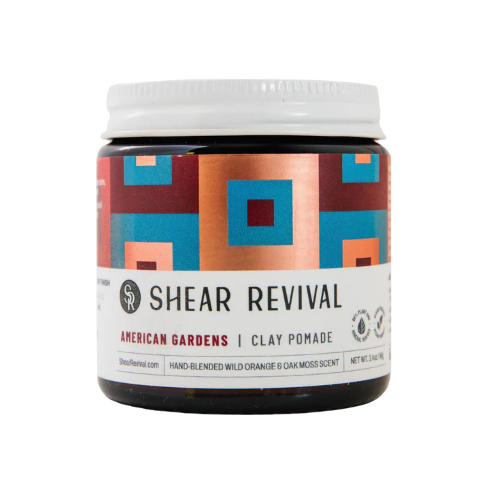 Shear Revival American Gardens pomade argile dans un pot, texture naturelle et tenue durable.