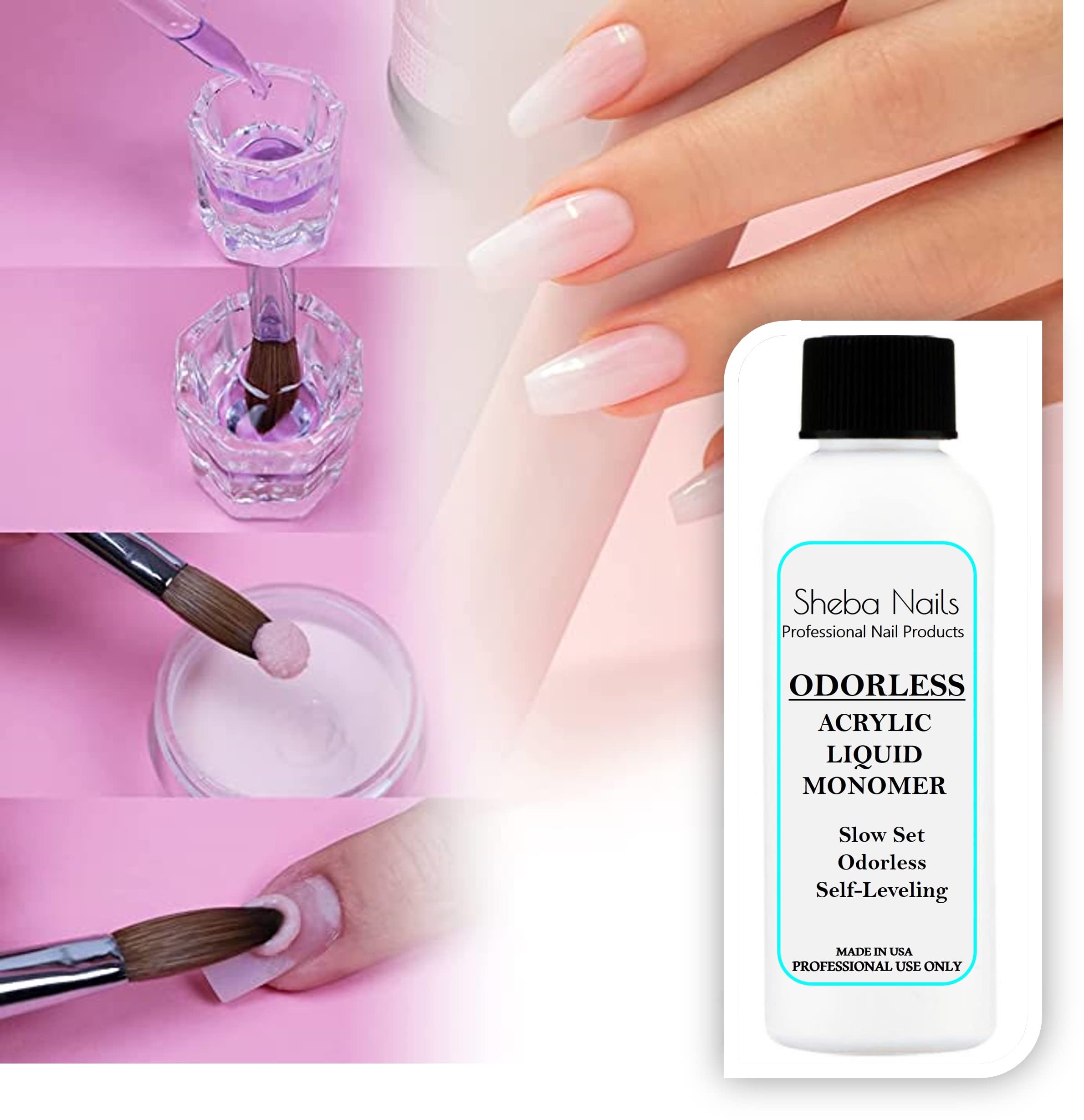 Application auto-nivelante avec couche collante légère sur l’ongle Sheba NAILS.