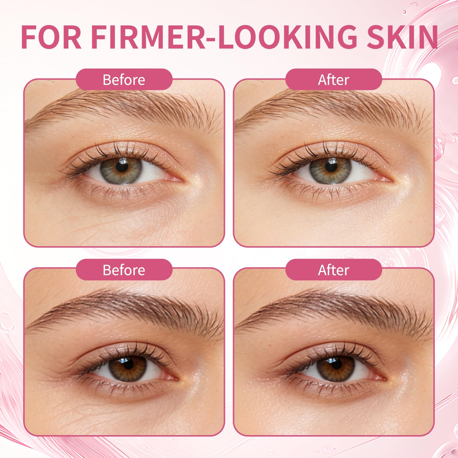 Éclat et uniformité du contour des yeux grâce au peptide rose Sheghy.