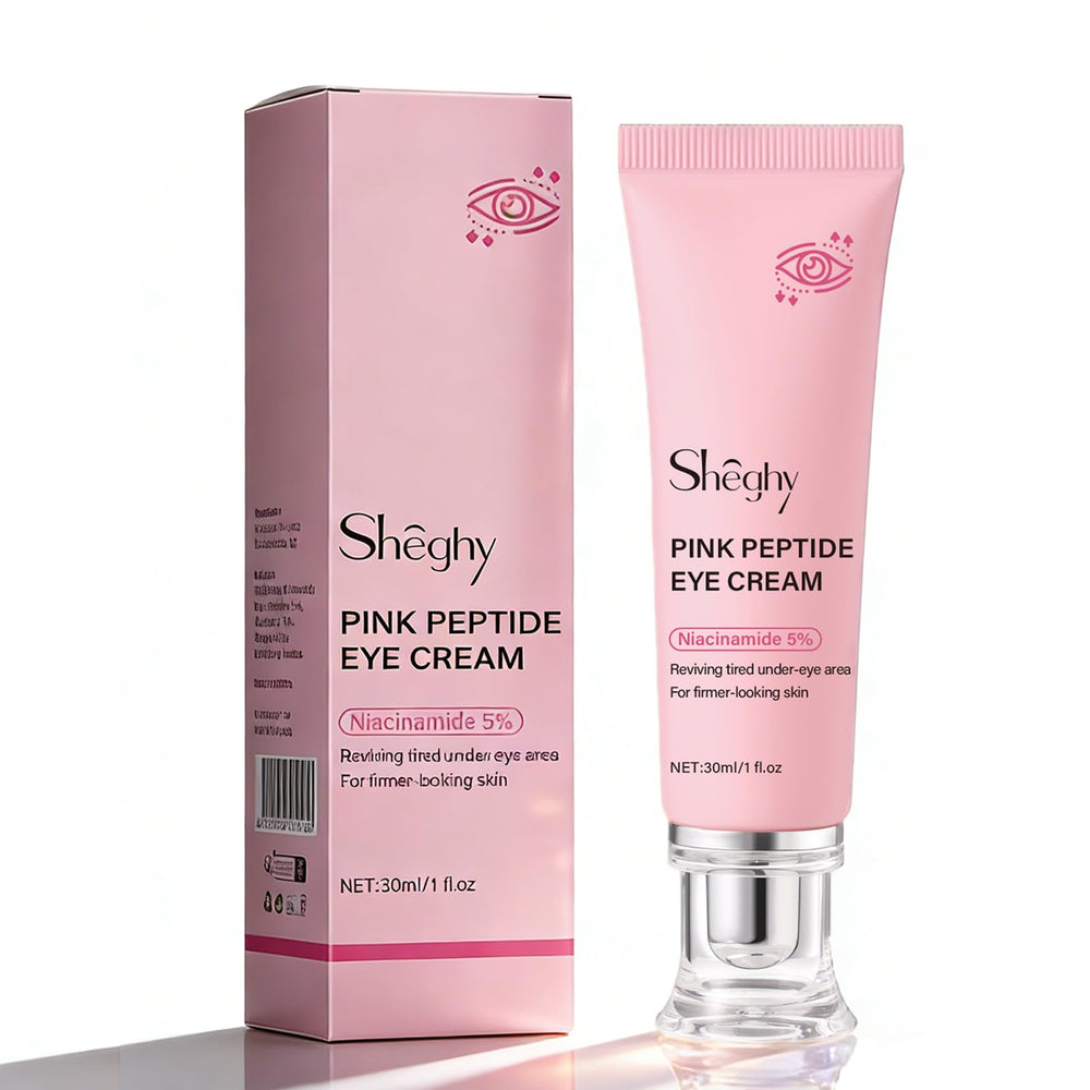 Sérum Yeux Sheghy PDRN rose peptide – flacon, hydratation ciblée.
