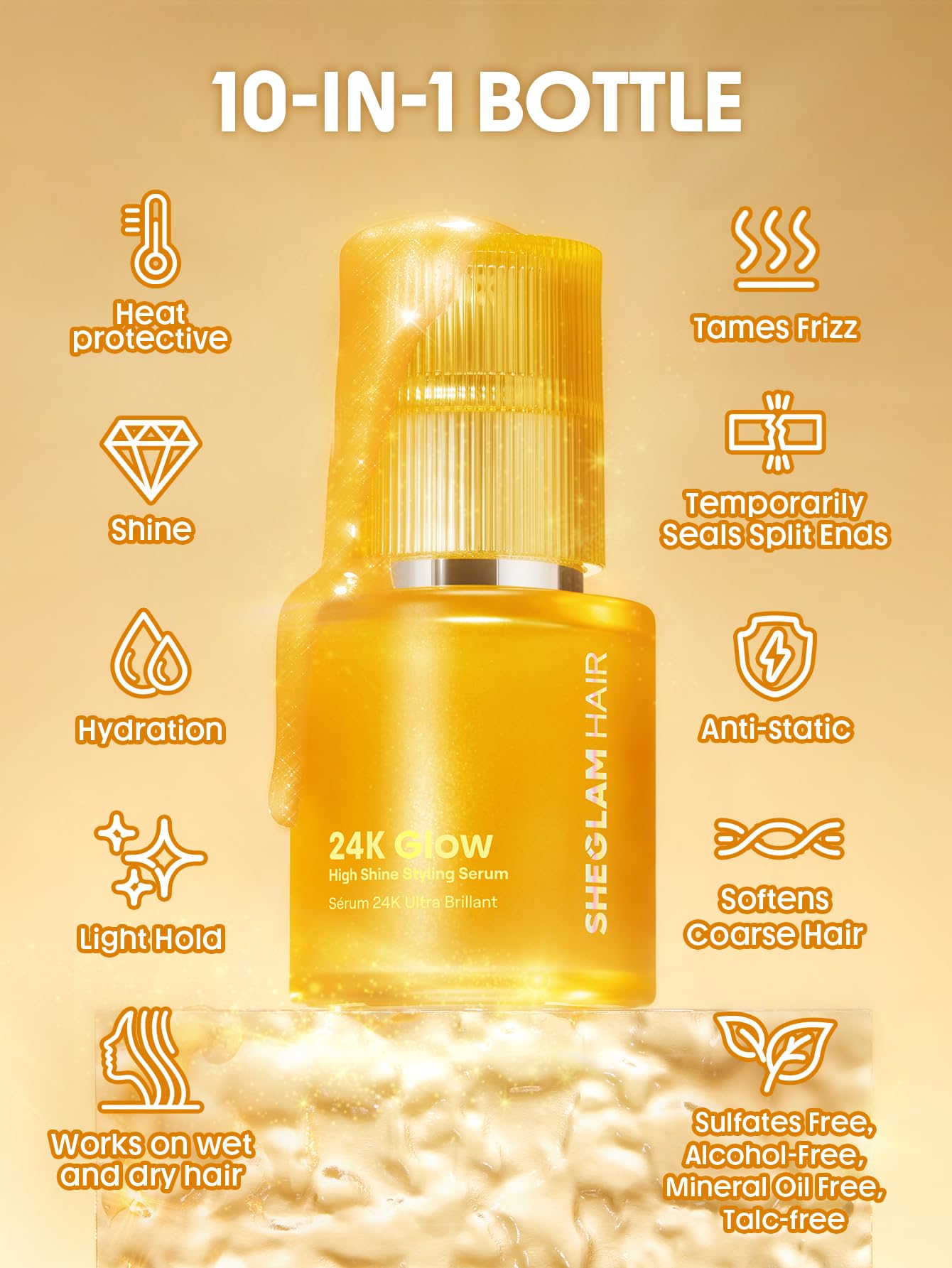 Application rapide de l huile capillaire SHEGLAM pour absorption efficace.