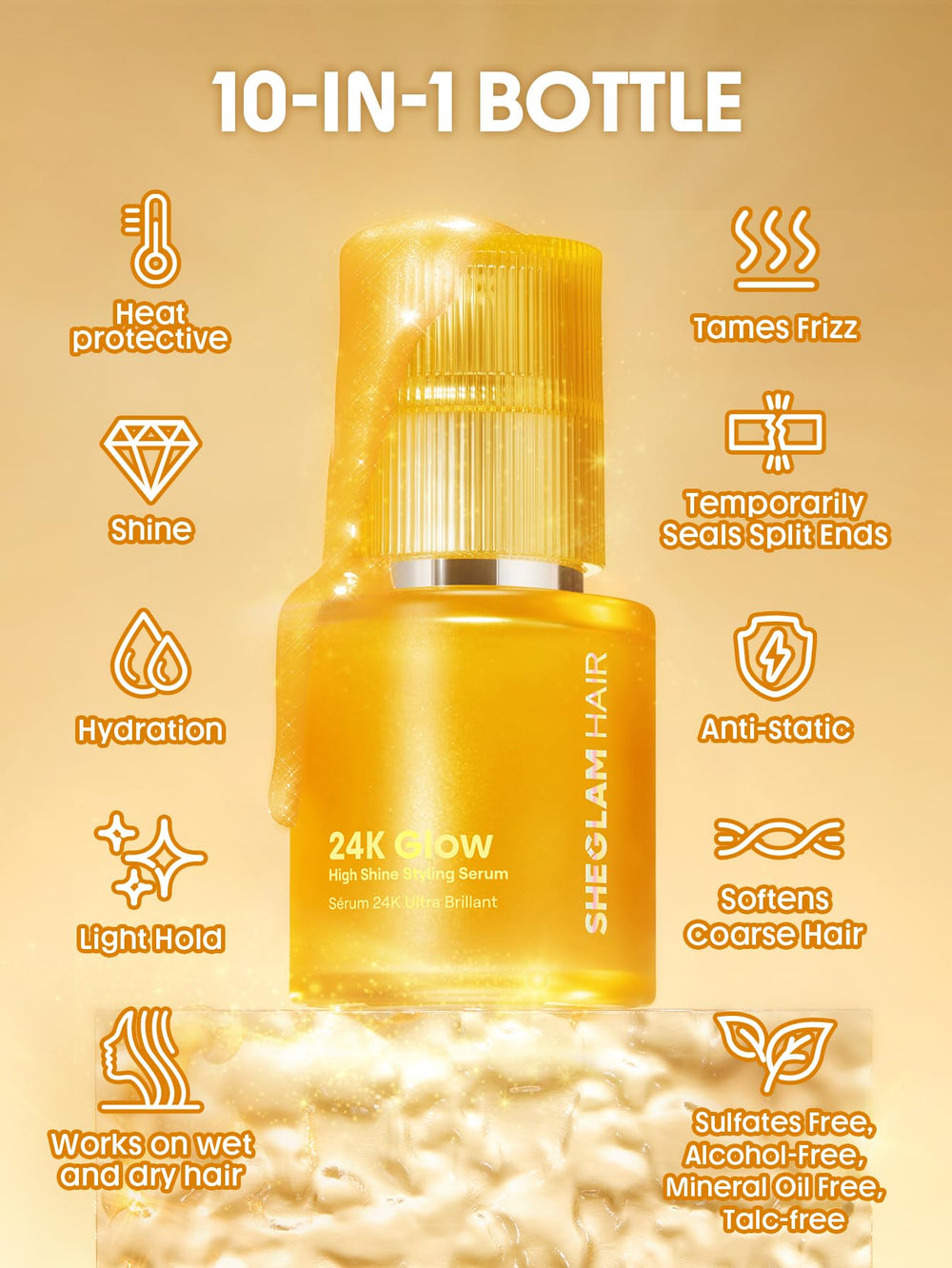 Application rapide de l huile capillaire SHEGLAM pour absorption efficace.