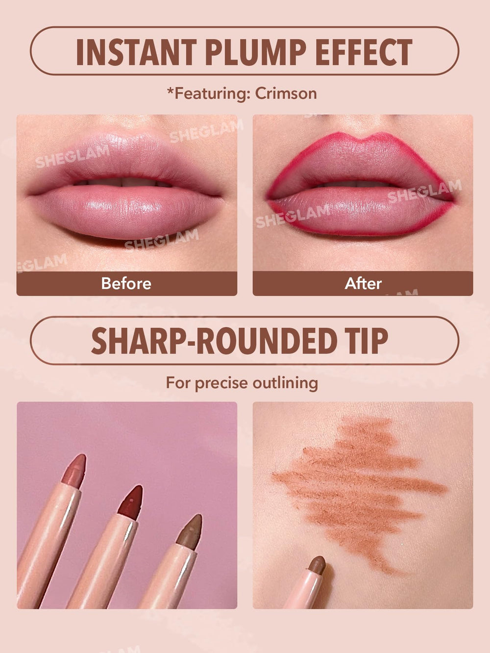 Pigmentation élevée de SHEGLAM, couleur dense qui dure.