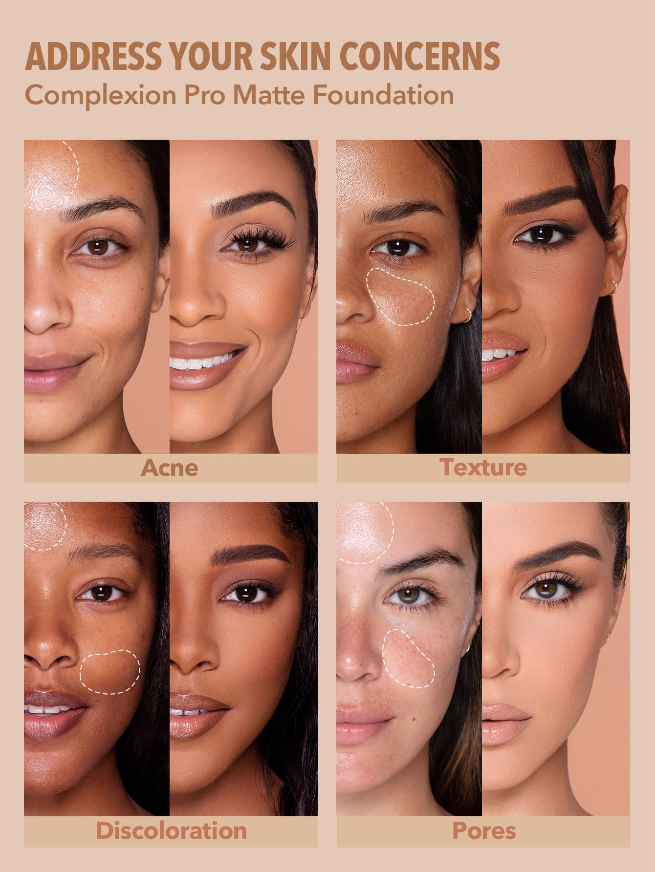 SHEGLAM brush applying foundation for smooth, even blend.