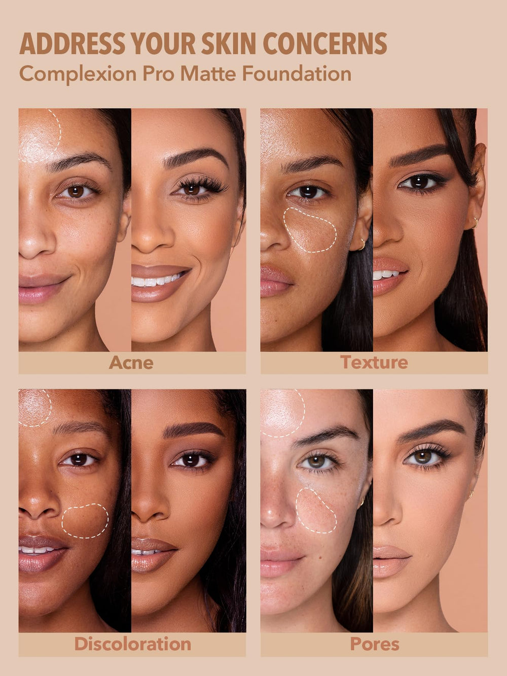 SHEGLAM brush applying foundation for smooth, even blend.