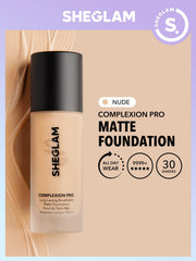 SHEGLAM foundation texture swirl in nude shade shows buildable coverage.