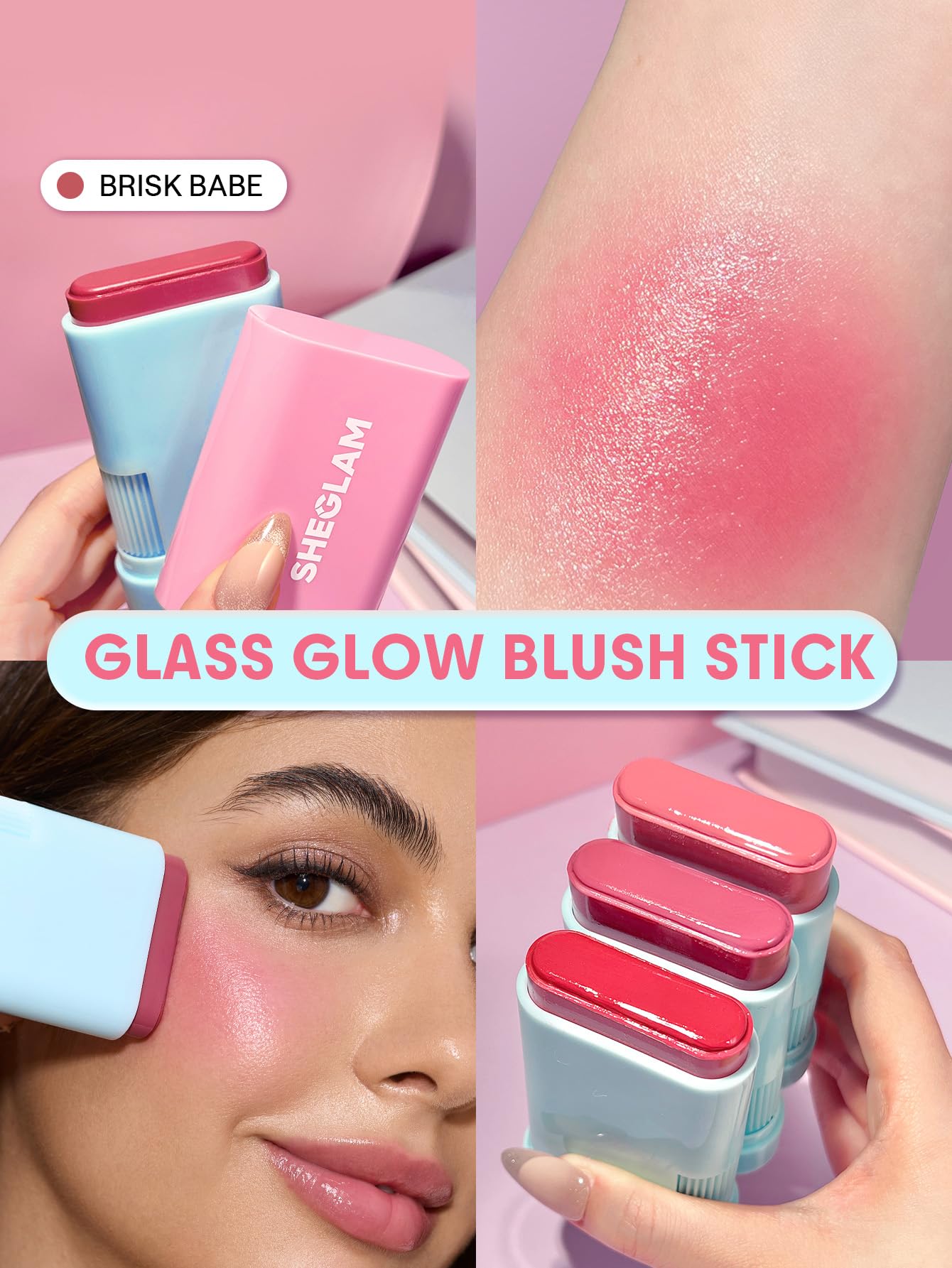 Hydratation grâce au squalane et vitamine E dans SHEGLAM Glass Glow Blush Stick