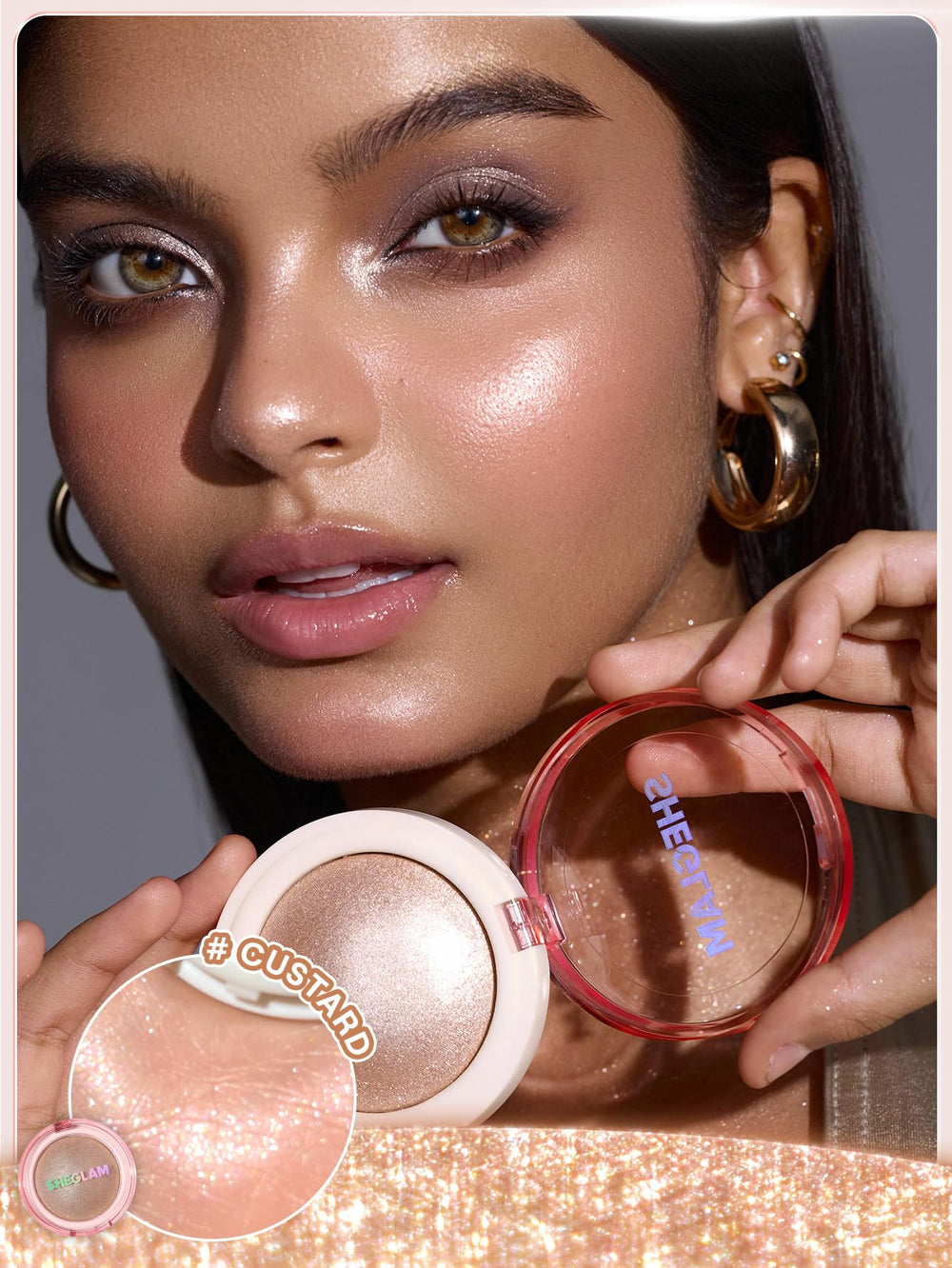 SHEGLAM Glowchi enlumineur, sur le dos de la main pour une application légère.