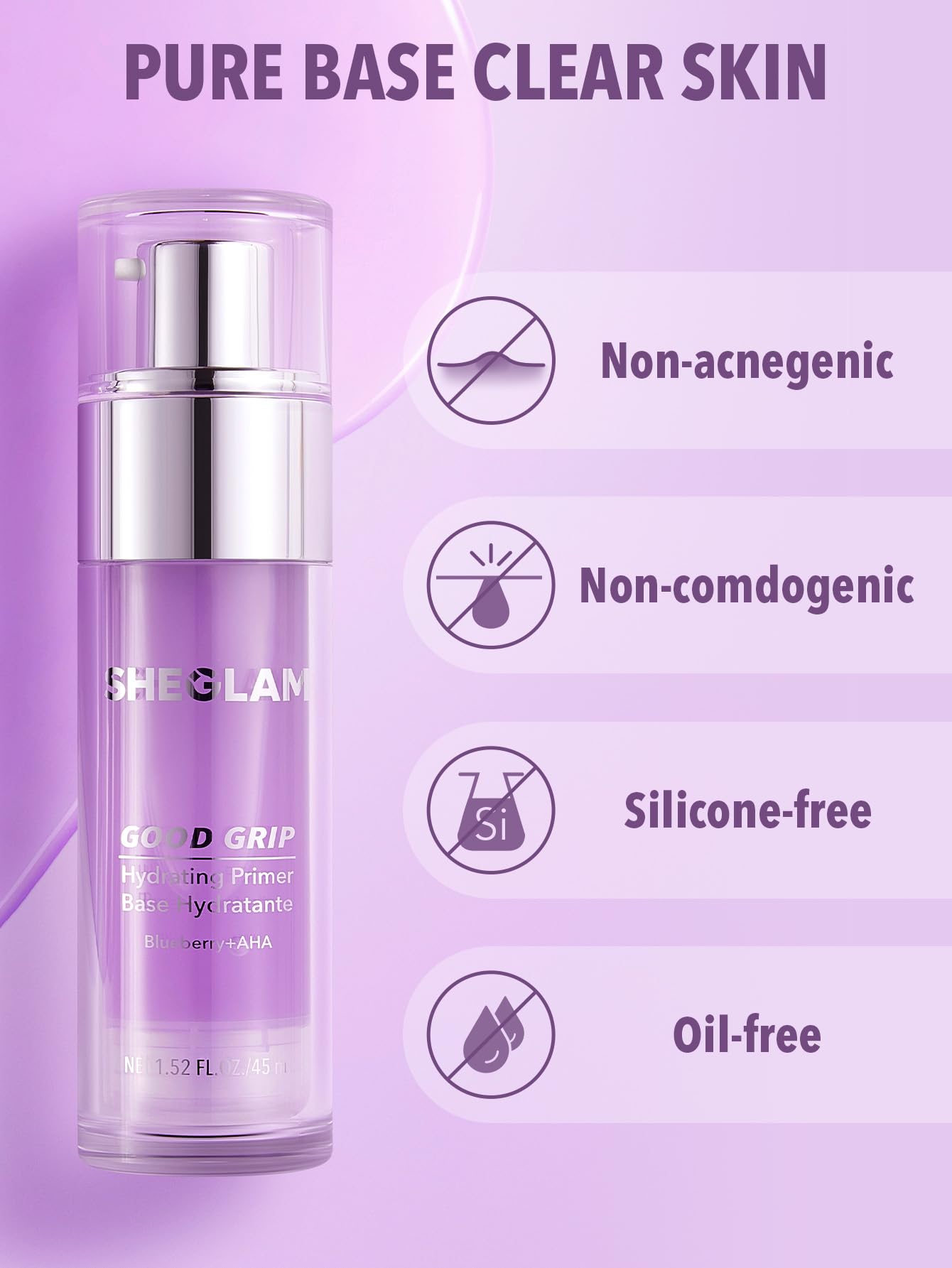 SHEGLAM Good Grip: formule-sans-huile-sans-silicone, soin léger.