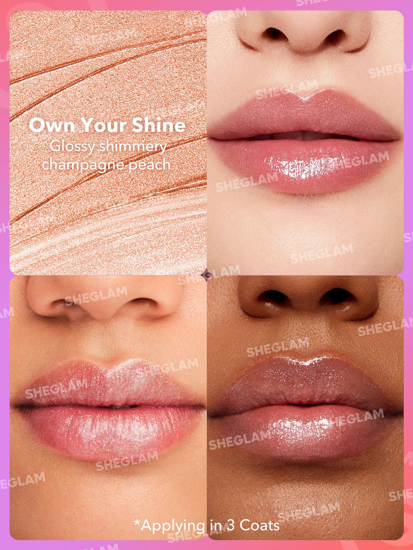 SHEGLAM Mirror Kiss texture satinée-gel pour une application fluide.