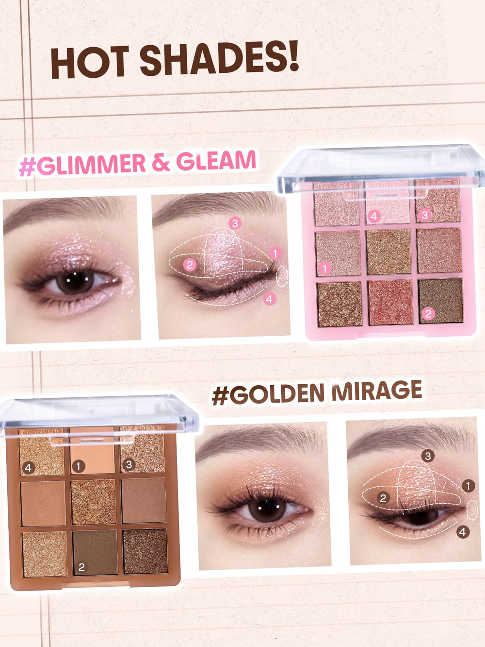 Ombres SHEGLAM : formule estompable pour une application fluide.