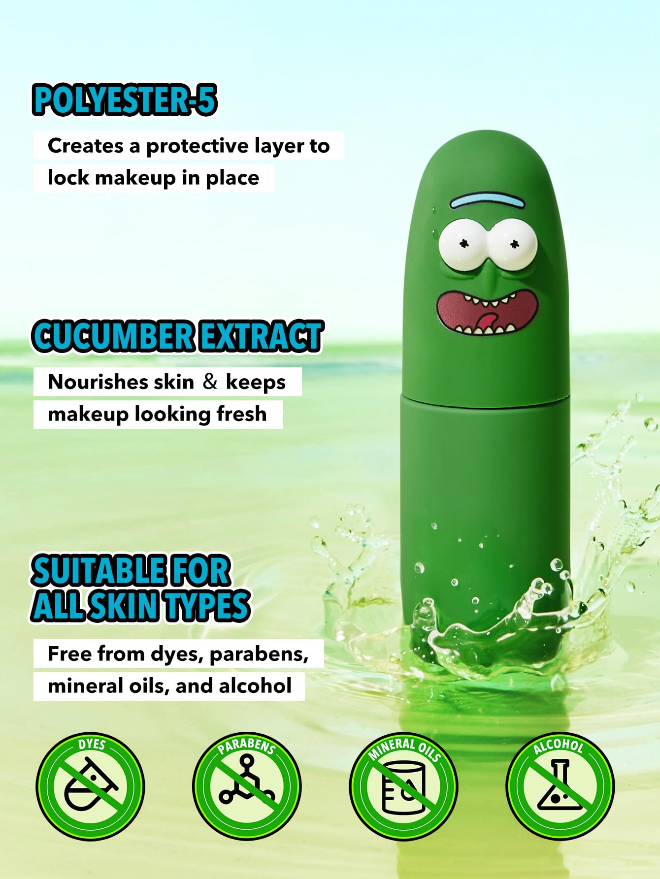 SHEGLAM Pickle Rick Fixateur: gros plan sur la bouteille prête.