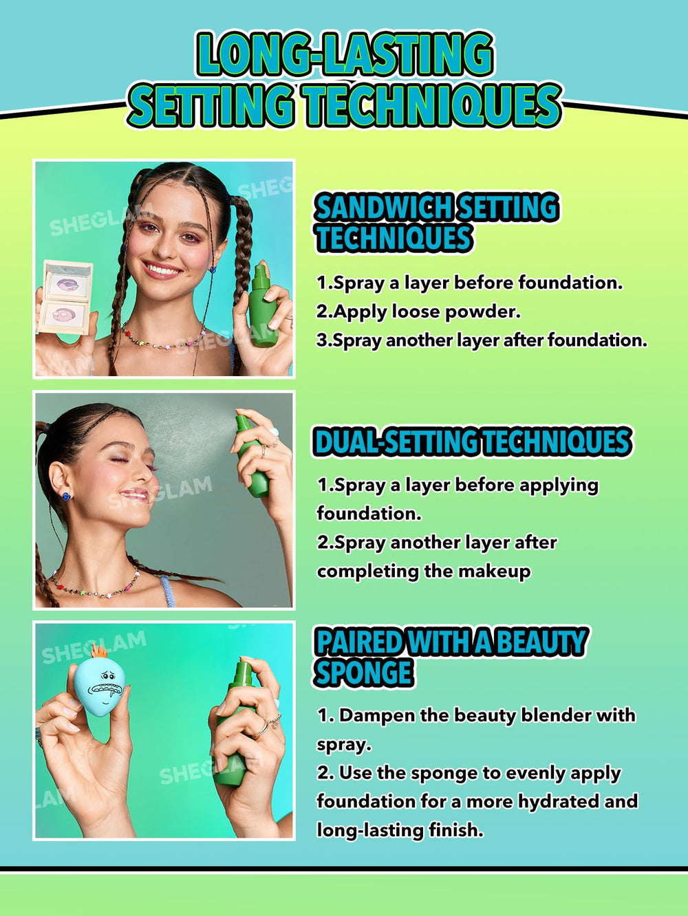 SHEGLAM Pickle Rick Fixateur: brume sur le visage pour fixer le maquillage.
