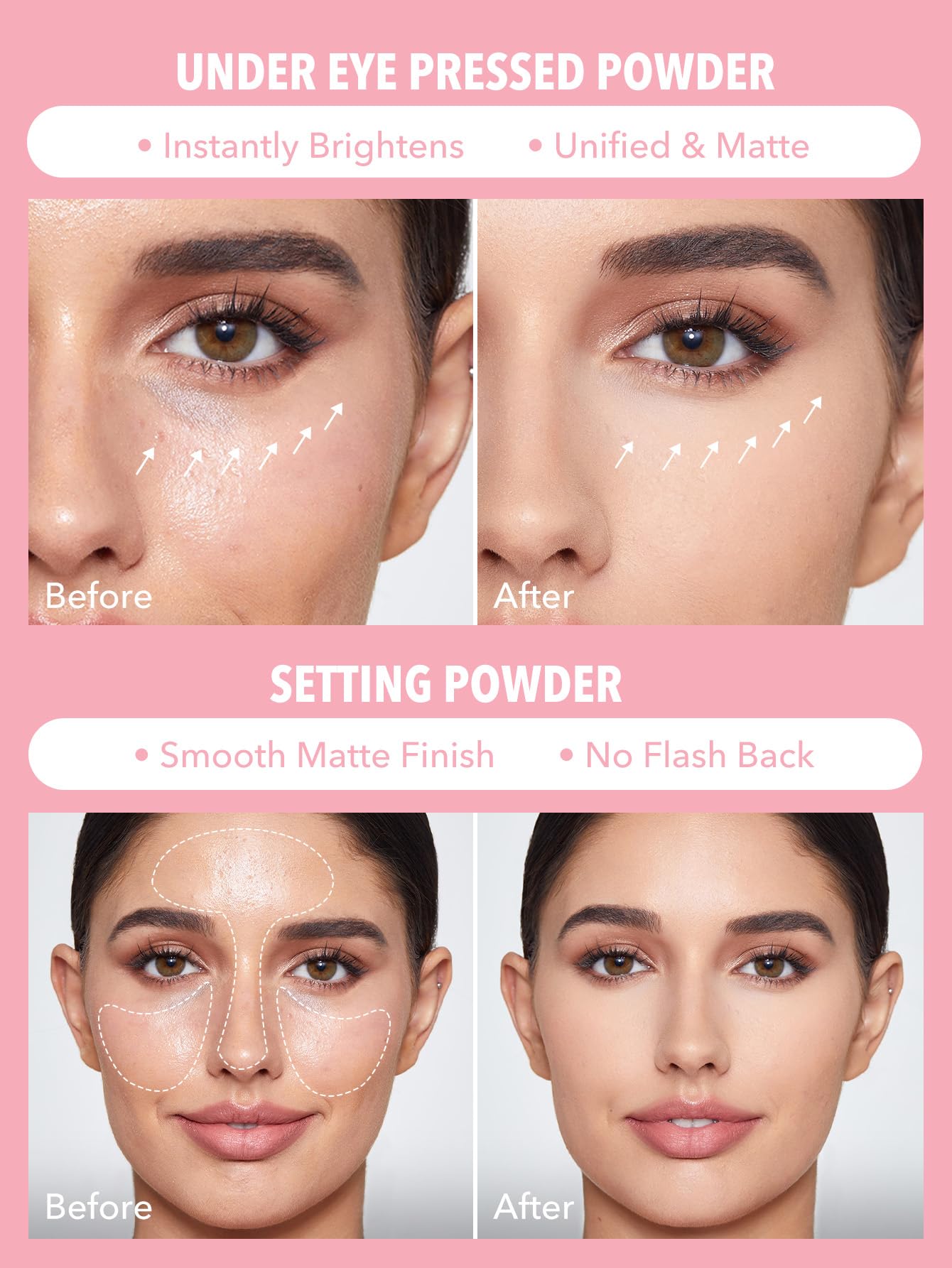 SHEGLAM Poudre sous-yeux floutante, atténue le regard et fixe le maquillage.