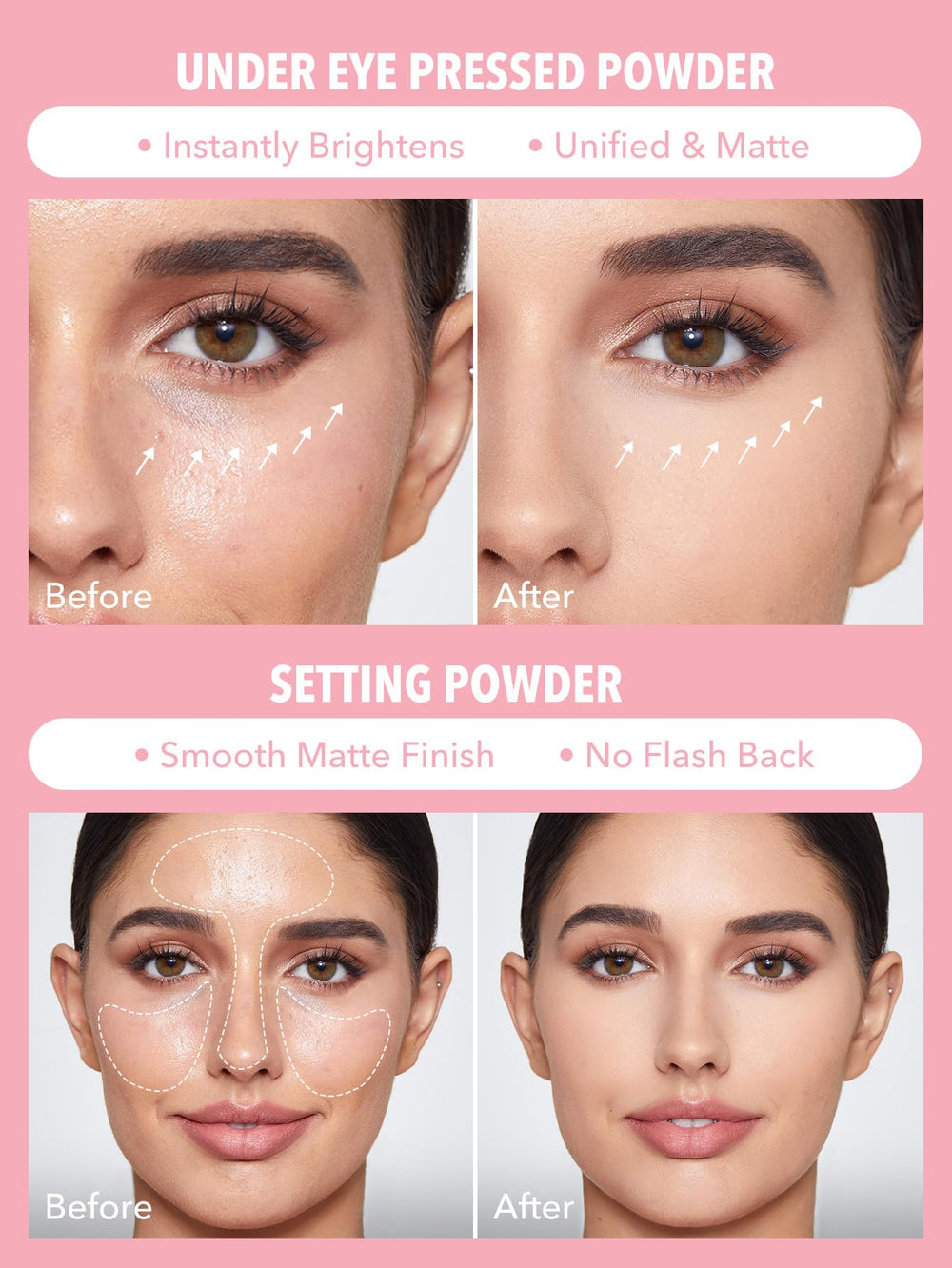 SHEGLAM Poudre sous-yeux floutante, atténue le regard et fixe le maquillage.