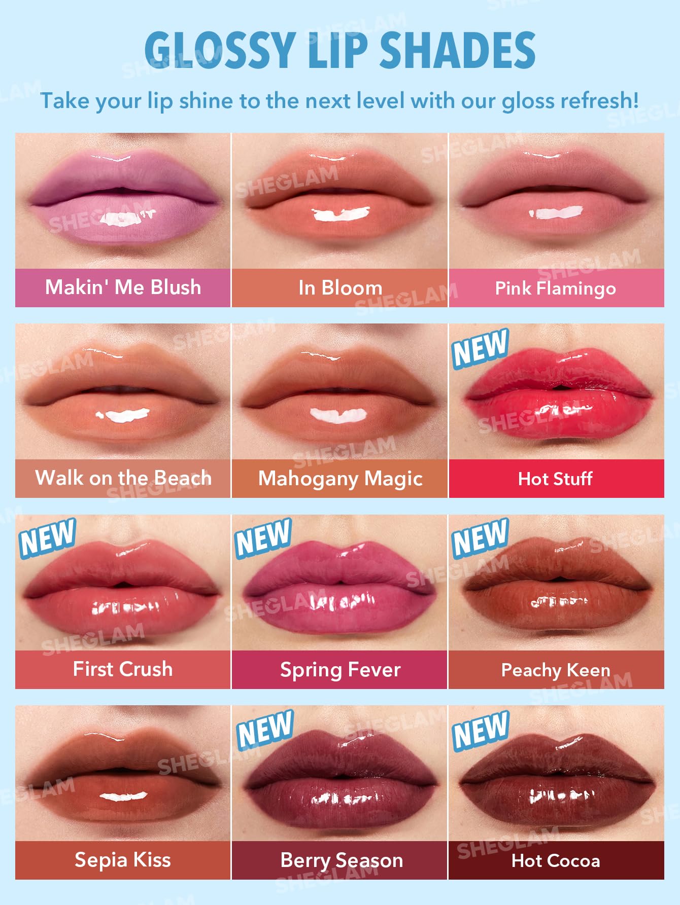 SHEGLAM PoutPerfect brillance: vernis à lèvres à pigmentation élevée pour lèvres audacieuses Sepia Kiss.