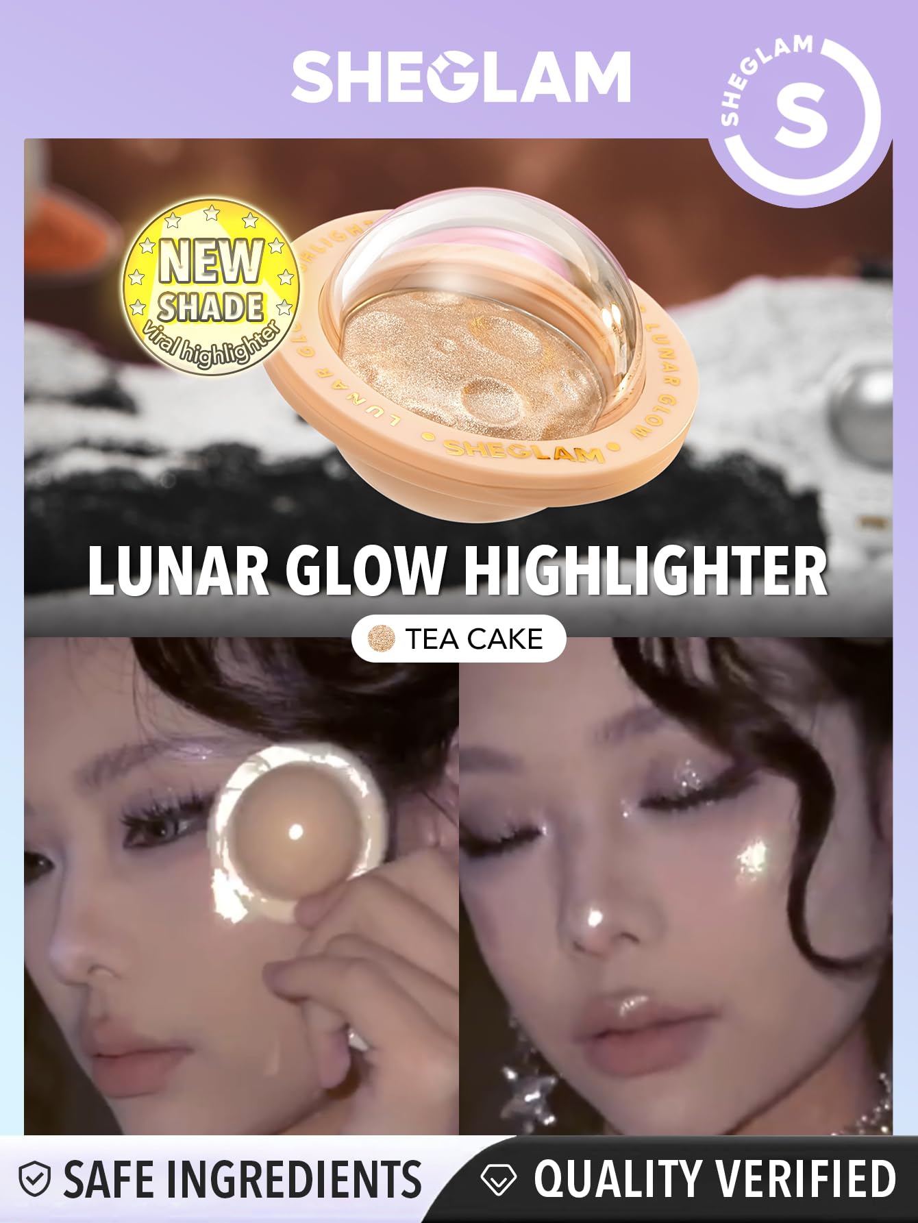 SHEGLAM reflets multidimensionnels sur paupières et visage pour jouer avec la lumière