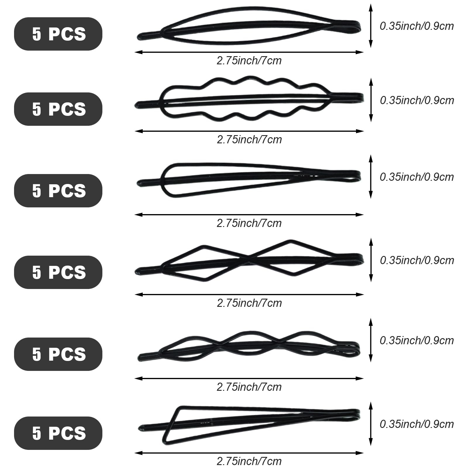 SHEHARUHI six styles – pinces-noires élégantes pour événements et tenues.