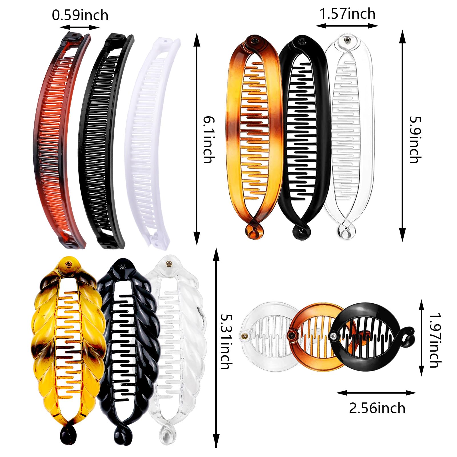Barrettes banane SHEHARUHI blanche, maintien élégant.