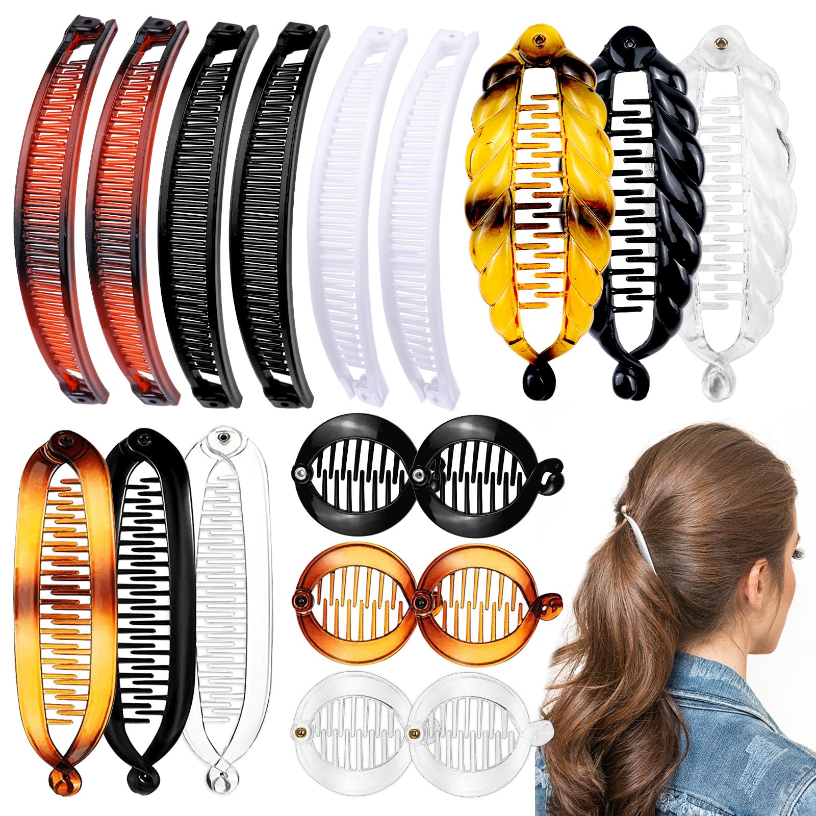 Barrettes banane SHEHARUHI en écaille tortue, accessoire rétro chic.