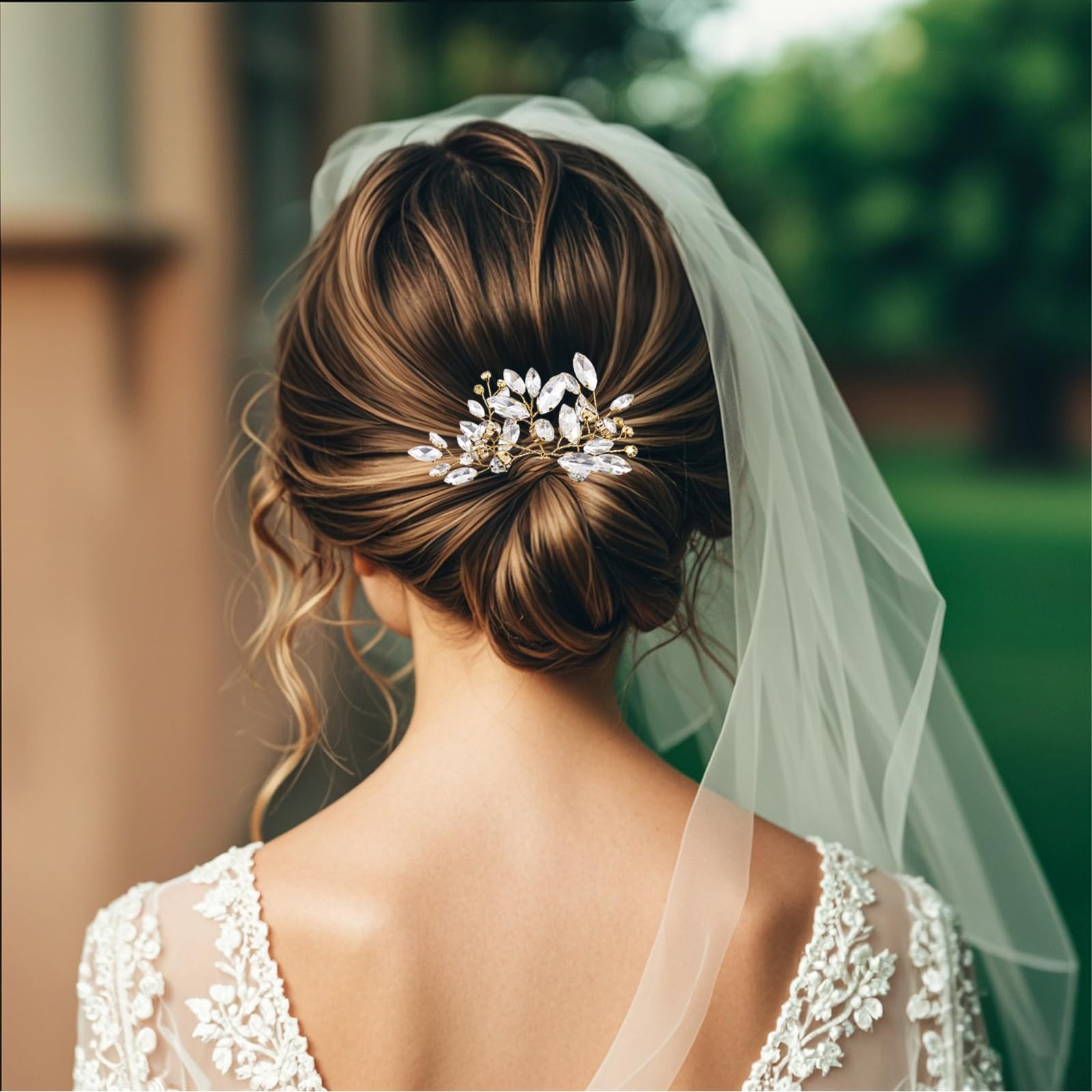SHEHARUHI epingle cheveux cristal doré, idéal pour demoiselles d'honneur