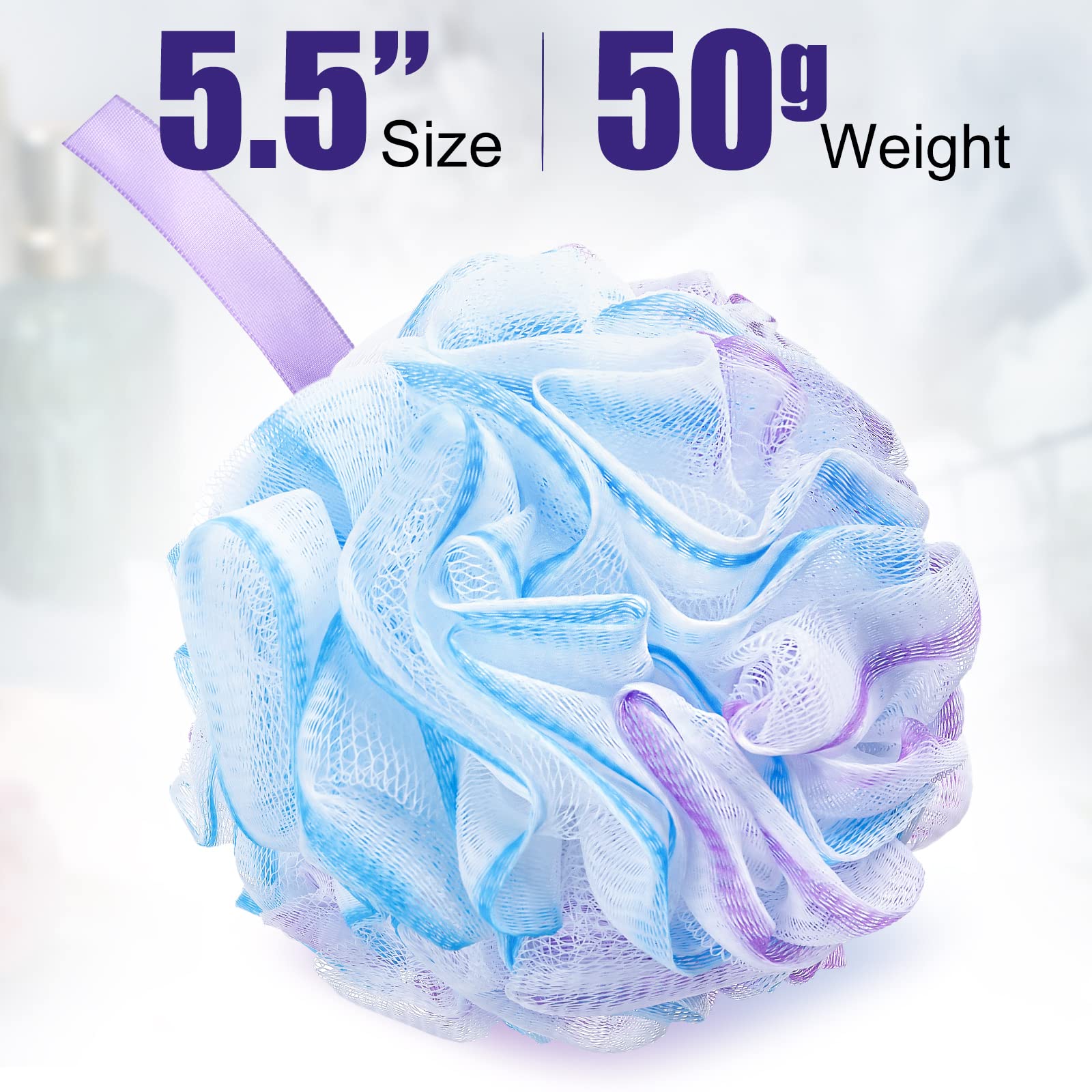 Shellwei éponges-douche maillage PE, texture douce pour exfolier en douceur.