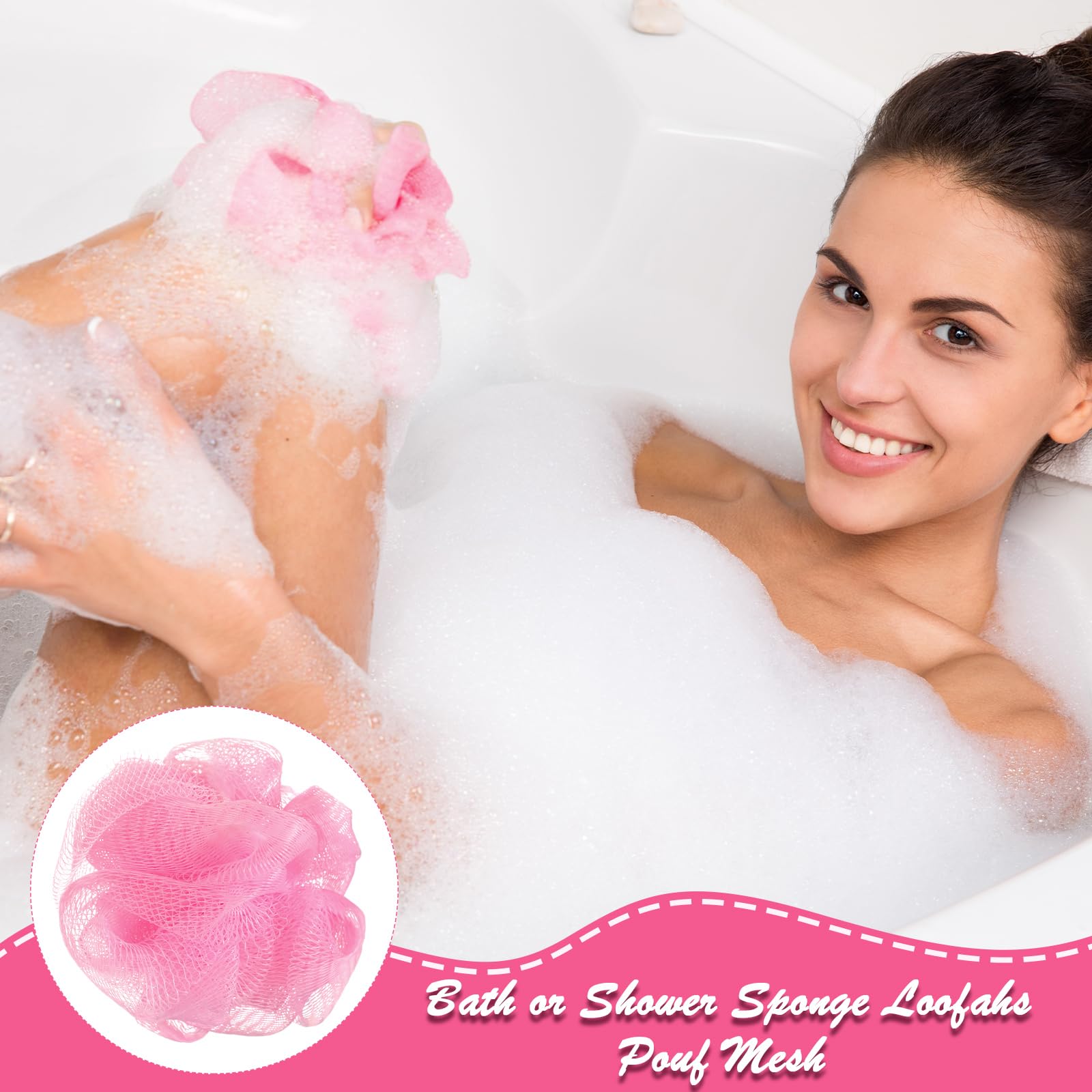 Shellwei ensemble de 24 éponges douche mini rose, économique et pratique.