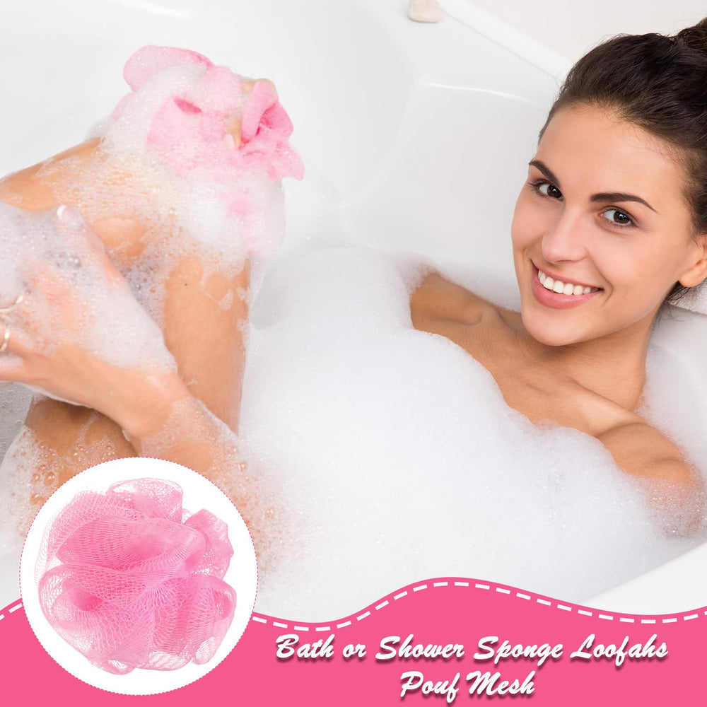 Shellwei ensemble de 24 éponges douche mini rose, économique et pratique.