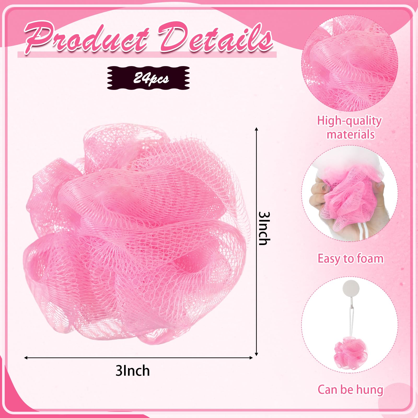 Shellwei éponge douche mini rose, légère et agréable à utiliser chaque jour.