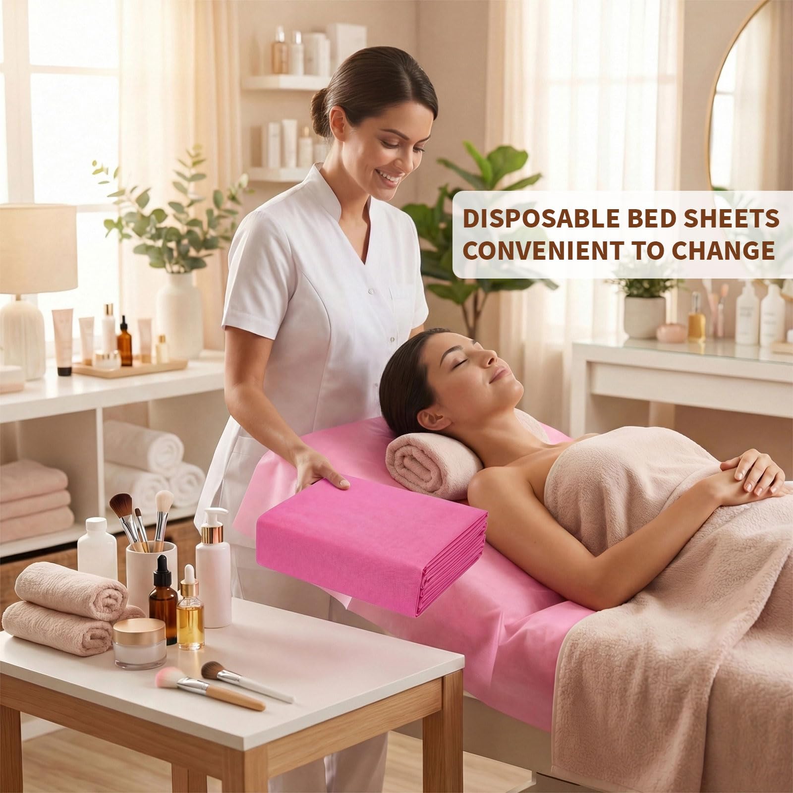 SHENKUAI drap-table-beaute-jetable pink doux pour la peau.