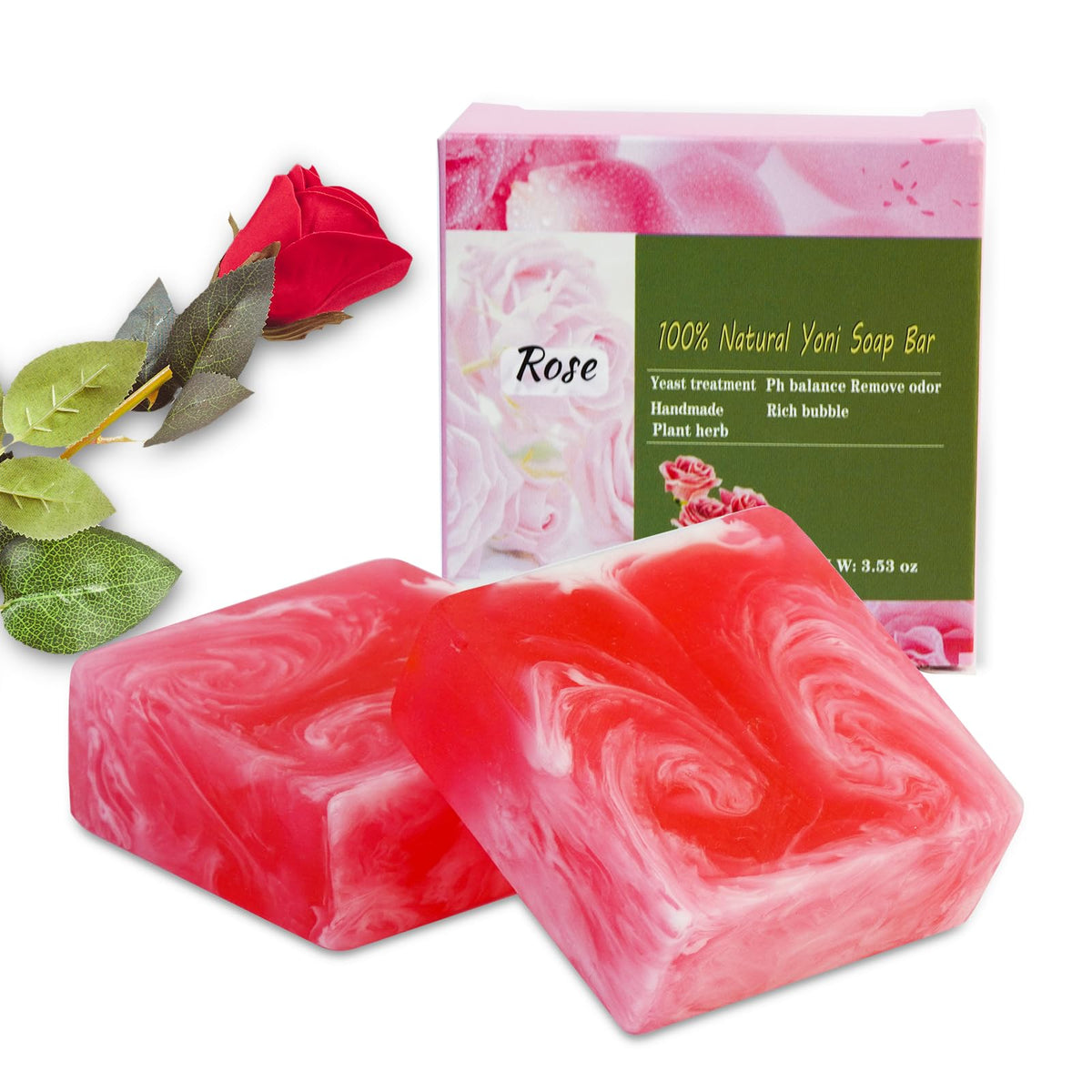 Shibarcle Yoni Savon Rose Ensemble: deux savons roses, douceur et équilibre du pH.