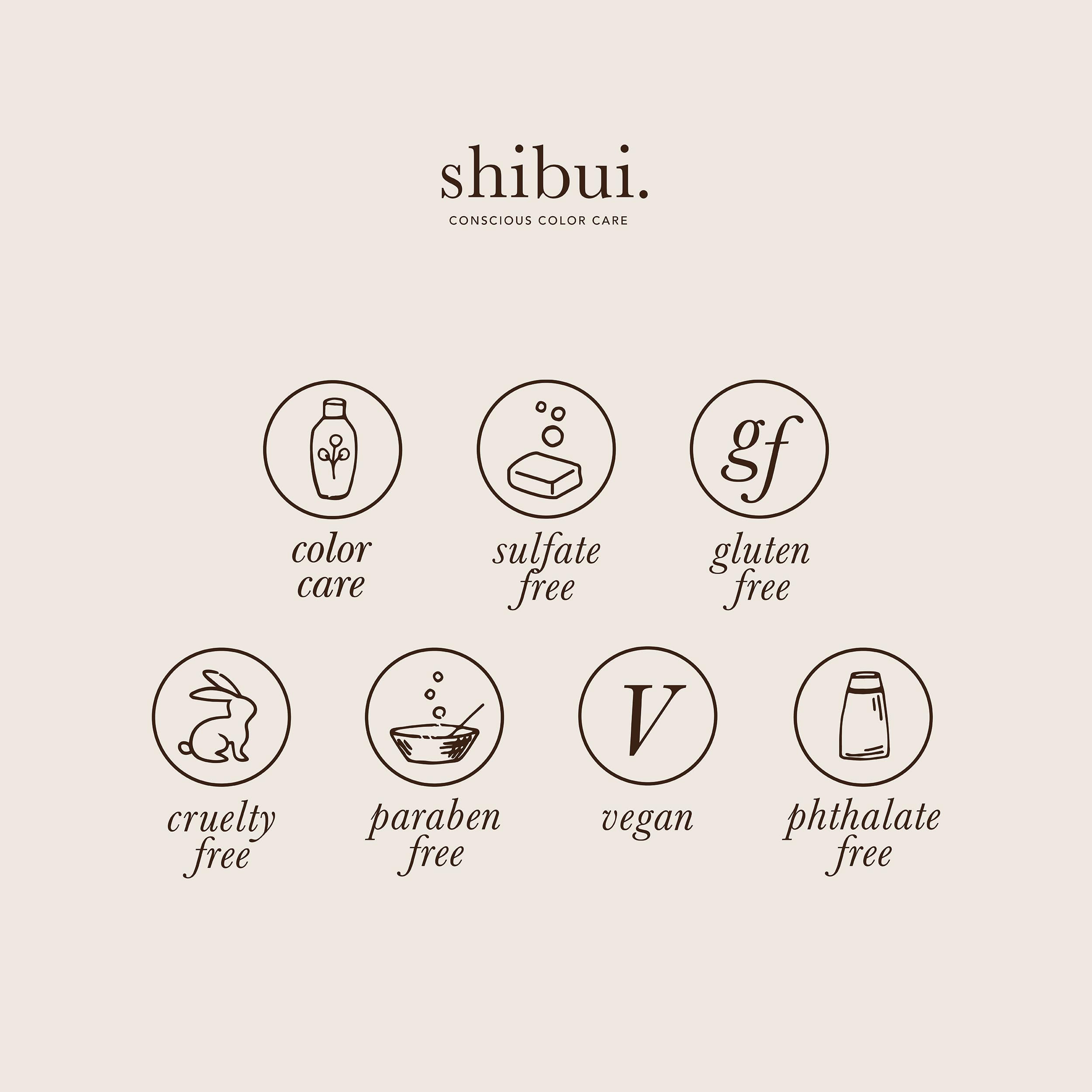 SHIBUI ingrédients vegan sans sulfates pour une routine douce