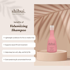 SHIBUI Shampoing volumisant – versement dans les mains, texture légère nettoyante sans alourdir.