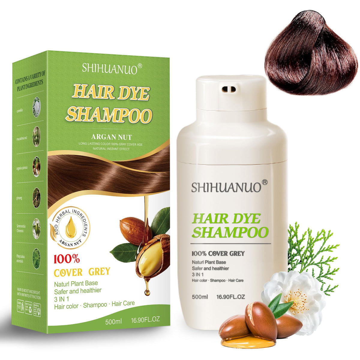 SHIHUANUO shampoing-teinture cafe: coloration naturelle et soin des cheveux